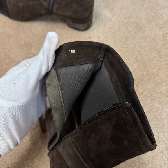 Vaneli Brown Suede Ankle Boots Real Python Trim Lace Back Zip Sz 10 M - Picture 9 of 12